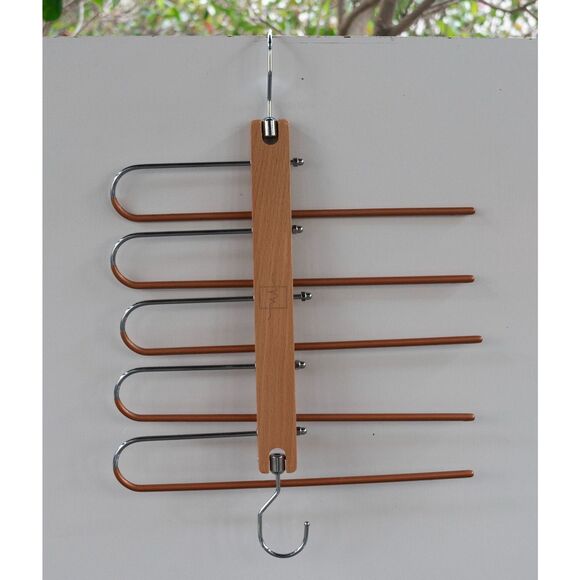 Pants Rack Space Saver Closet Organization Slacks Jeans Clothes‎ Wood Hanger - Picture 1 of 8